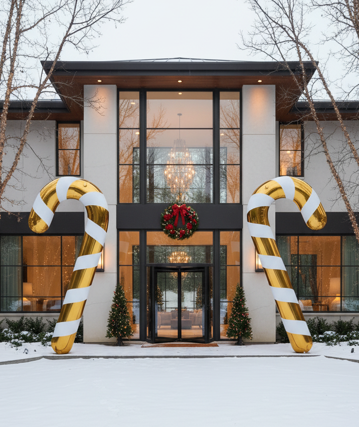 Big Shiny Candy Cane — Gold and White