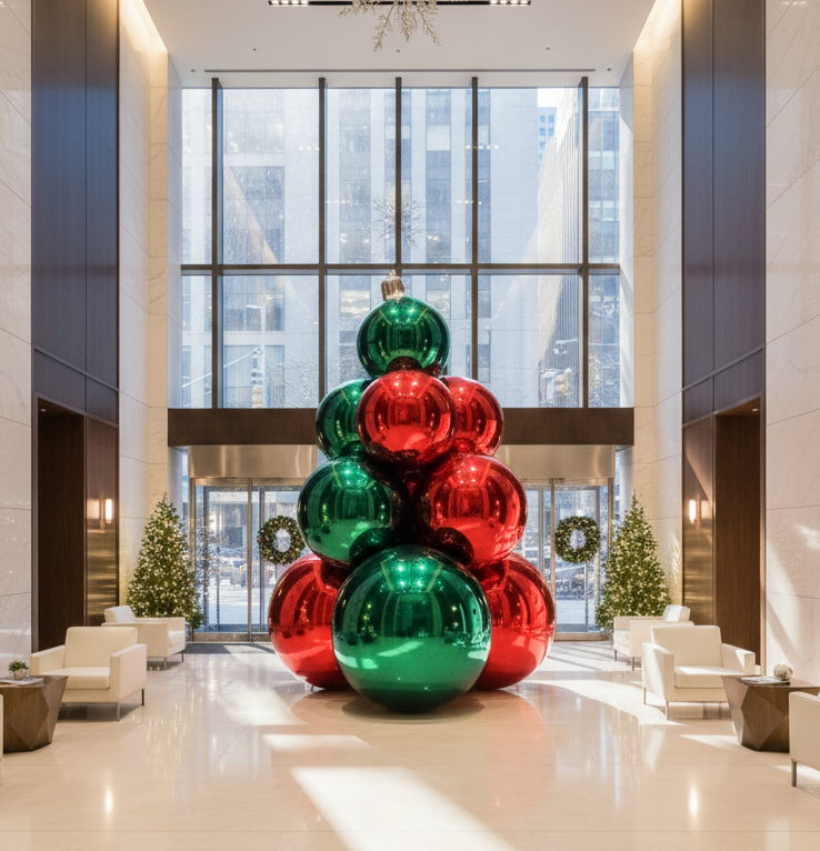 Big Shiny Ball Christmas Tree — Red and Green