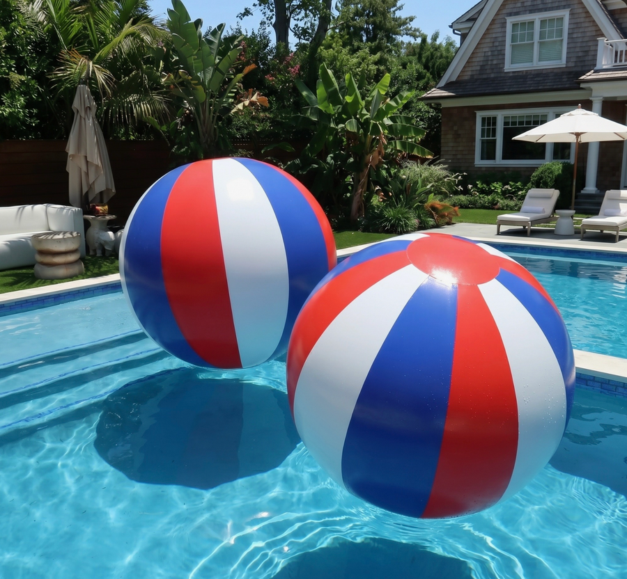 Big Matte Beach Balls - Choose Color & Size — New! Red/White/ Blue