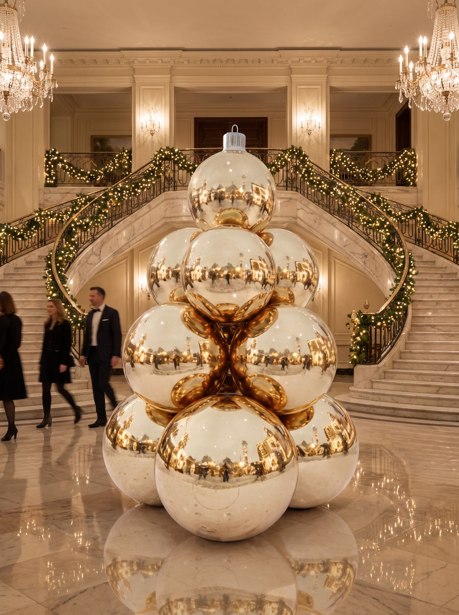 Big Shiny Ball Christmas Tree — Champagne