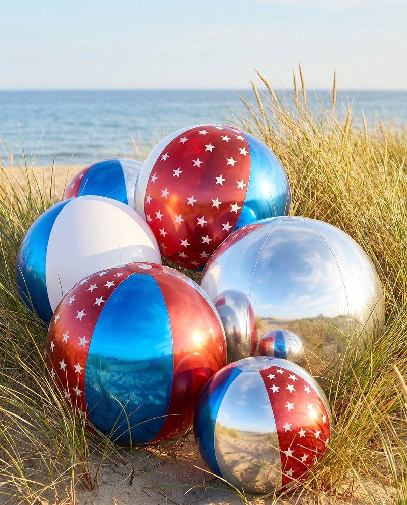 "Red, White & Shine" Beach Ball