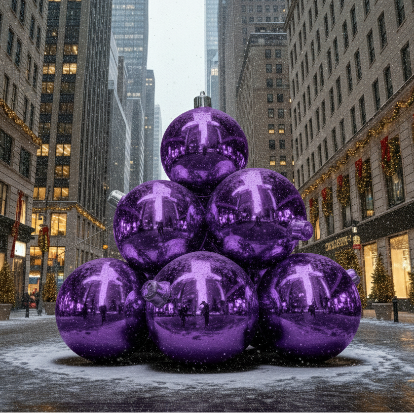 Shiny Ornament Pyramid: Set of 10 – Multiple Colors & Sizes — Purple