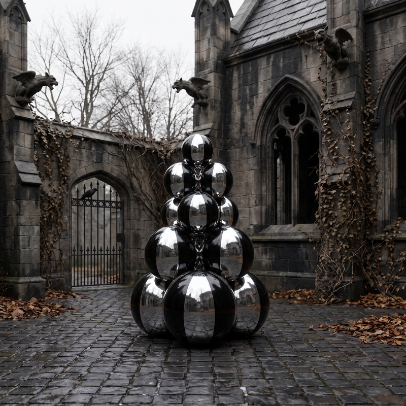 Shiny Spookmas Tree — Silver / Black