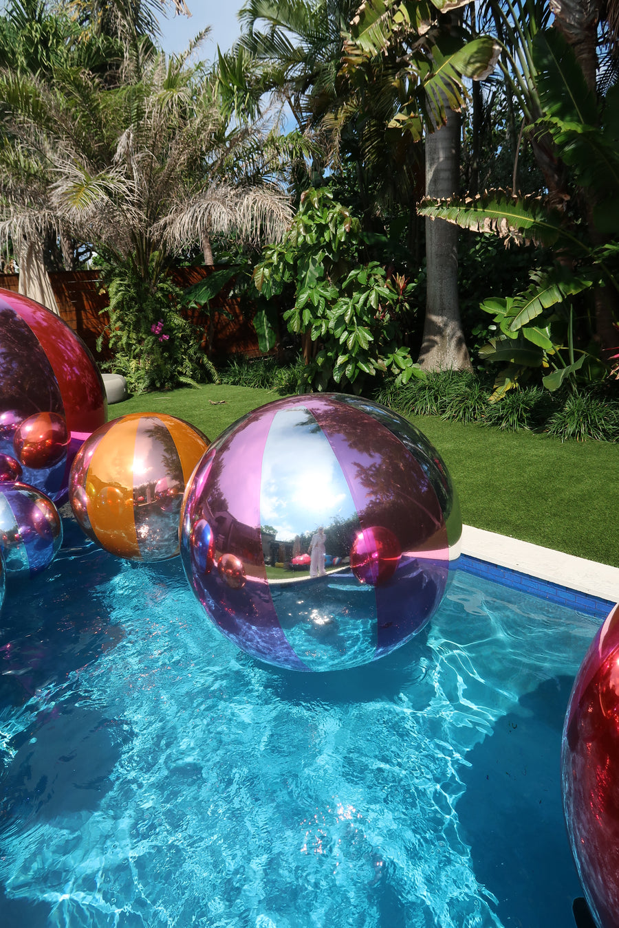Big Shiny Beach Balls — Pink / Silver Chrome