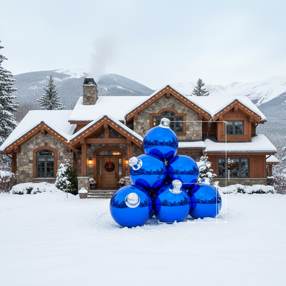 12ft / 3.6m Shiny Ornament Pyramid: Set of 10 – Royal Blue