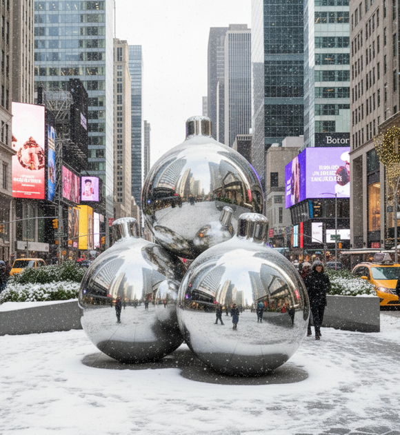 Shiny Ornament Pyramid: Set of 4 – Multiple Colors & Sizes