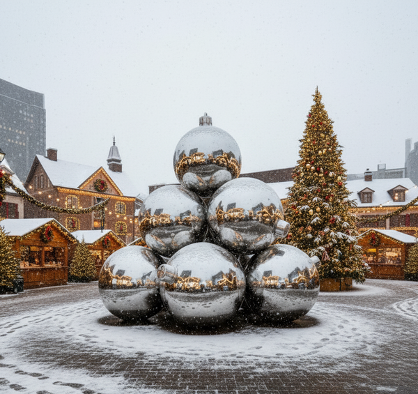 12ft Shiny Ornament Pyramid: Set of 10