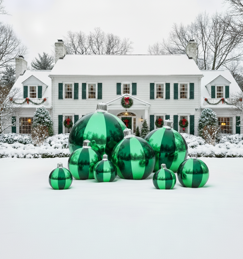 New! Big Striped Ornament - Choose Color & Size — Mint Green / Dark Green