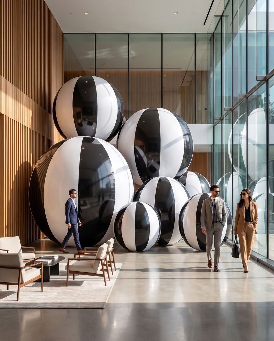 Big Glossy Beach Balls — Black Tie