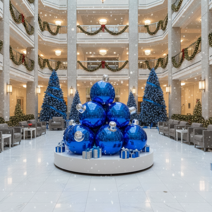12ft / 3.6m Shiny Ornament Pyramid: Set of 10 – Royal Blue