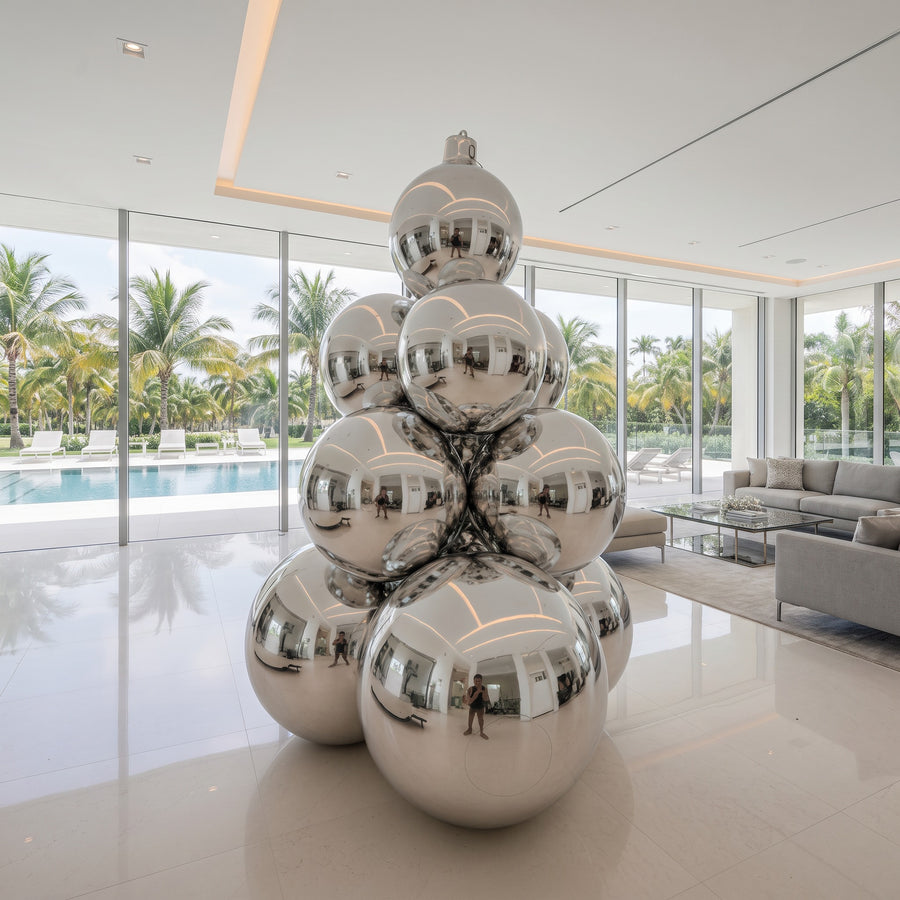 Big Shiny Ball Christmas Tree — Silver
