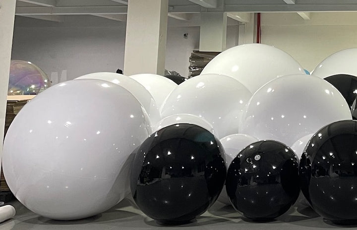 Big Shiny Chrome Inflatable Ball - Durable, Reusable, Hooks for Attachment