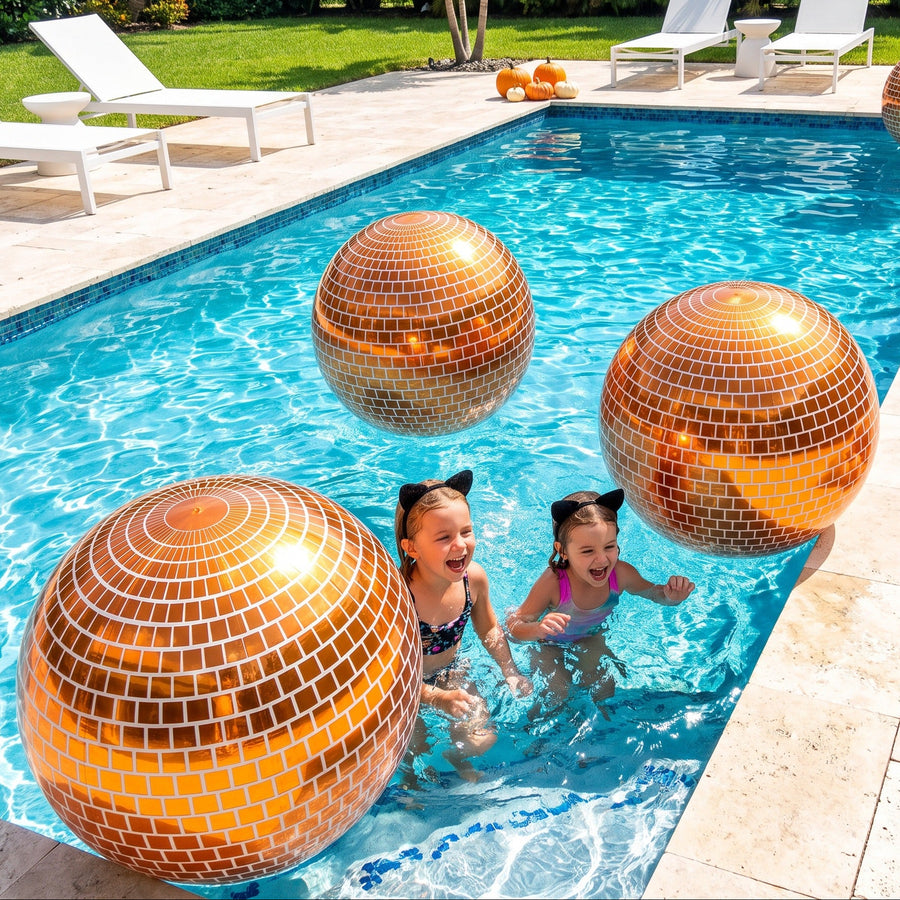 Big Halloween Disco Ball — Orange / White Lines