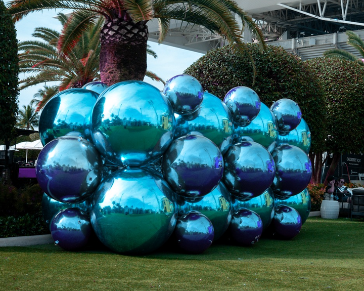 Big Shiny Chrome Inflatable Ball - Durable, Reusable, Hooks for Attachment